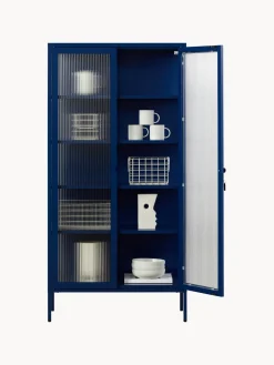Clearance Mustard Made Vitrine en métal et verre strié The Collector Bleu foncé